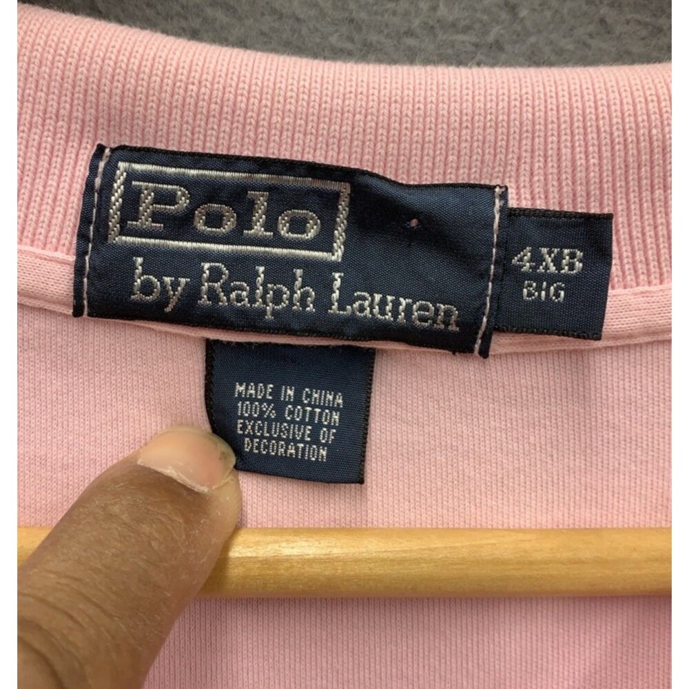 Vtg Polo Ralph Lauren Polo Shirt Mens Solid Pink Casual Size 4XB Big - Picture 3 of 13